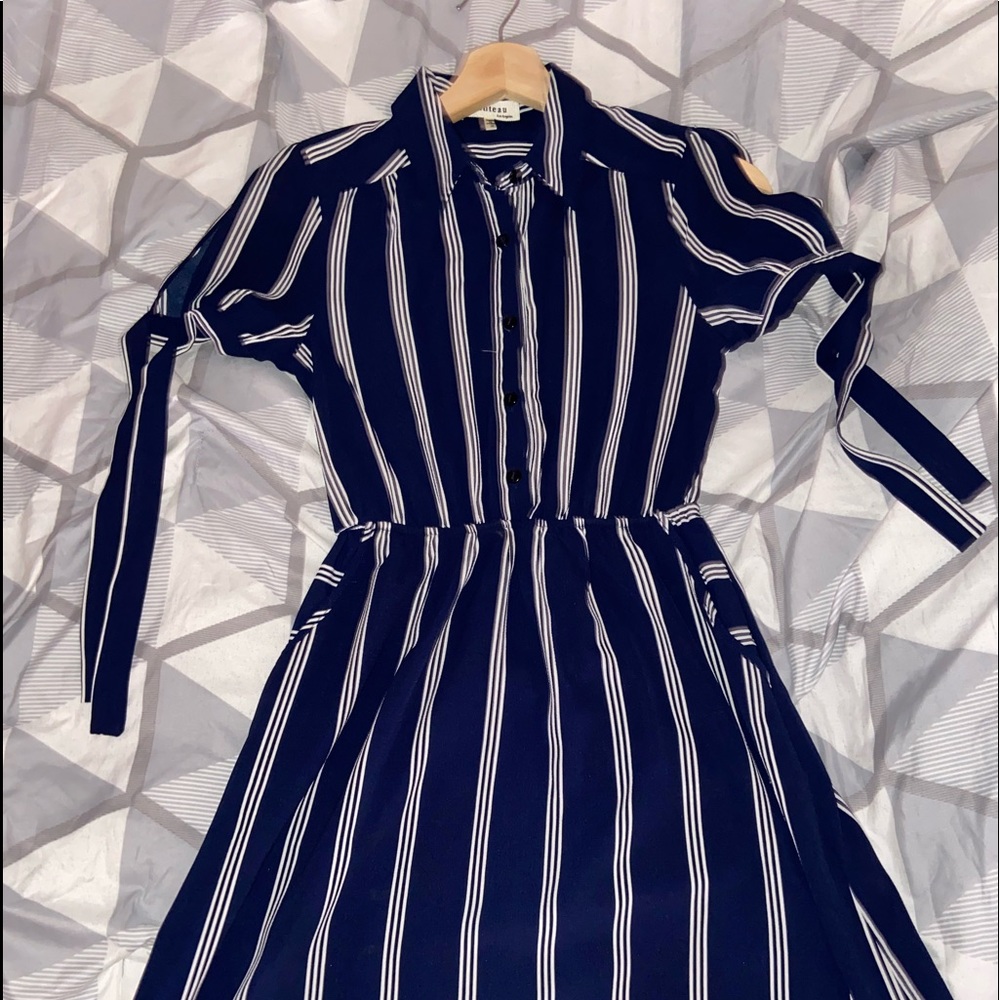 Blue striped Button Up Dress